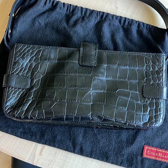 COLE HAAN Saddle Stamped Croc Handbag Purse - Picture 4 of 12